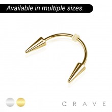 316L SURGICAL STEEL SPIKE END CURVED BARBELL SMILEY PIERCING